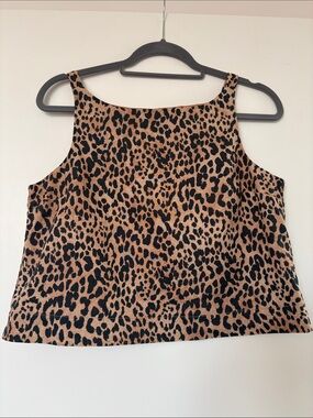 Gap Factory Linen Blend Apron Top in Leopard S NWOT